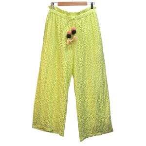 Anthropologie Ollari Pants Women Medium‎ Lace Wide Leg Tassel Boho Resortwear